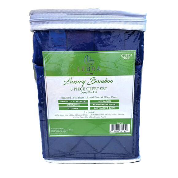 Lebra Home Luxury Bamboo Six Piece Deep Pocket Queen Sheet Set - Picture 7 of 7